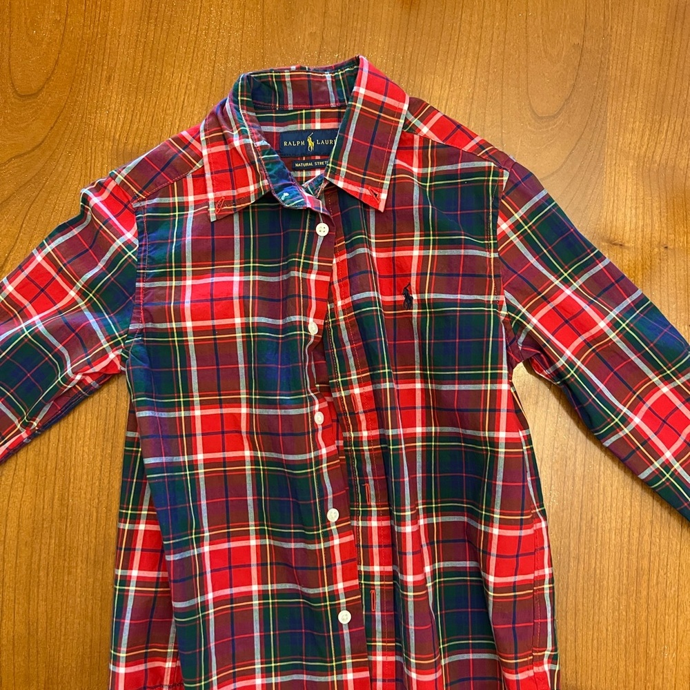 Boys Polo size 5 plaid button down shirt